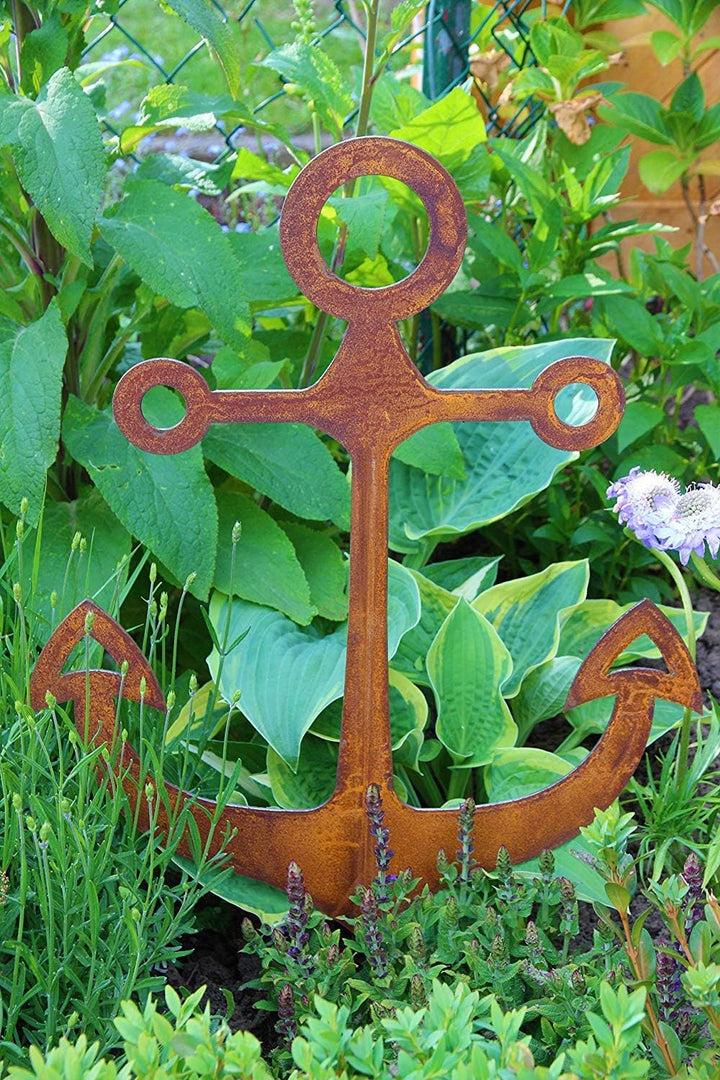 Bornhöft Gartenstecker Anker Metall Rost Gartendeko Edelrost Gross rostig (54cm x 46cm gross)