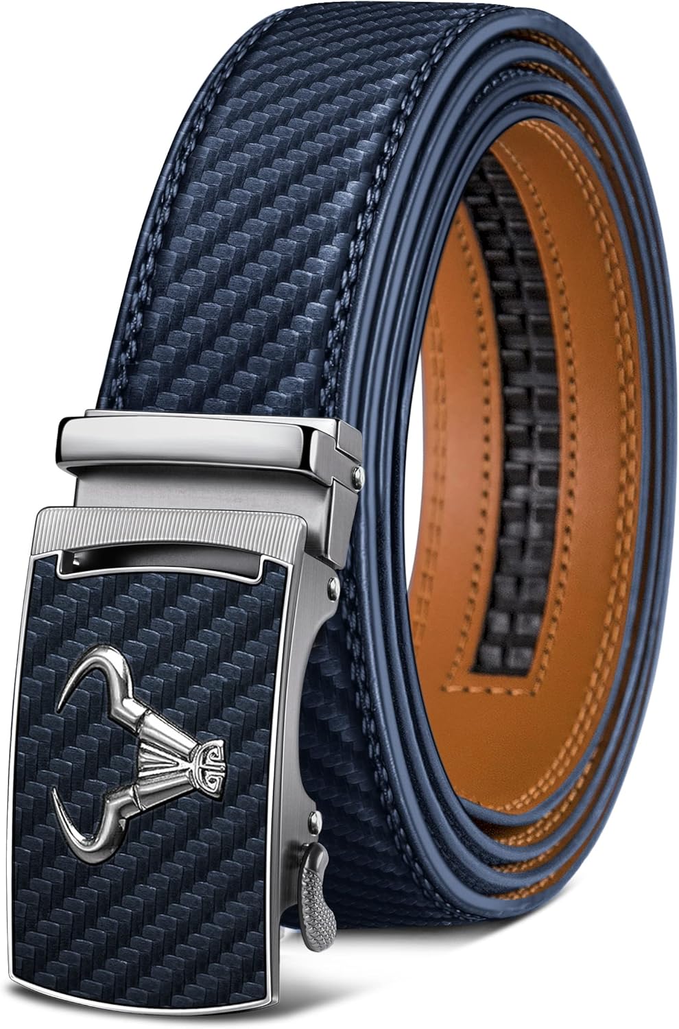 KEMISANT Gürtel Herren, Ratsche Gürtel Automatikschliesse Ledergürtel für Herren Business Anzug,Brei