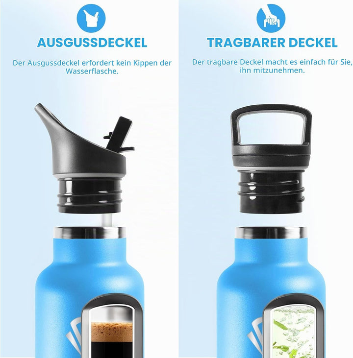 HoneyHolly Trinkflasche 750ML, BPA-Frei, Trinkflasche Edelstahl, Doppelwandig Vakuumisoliert, Wasser