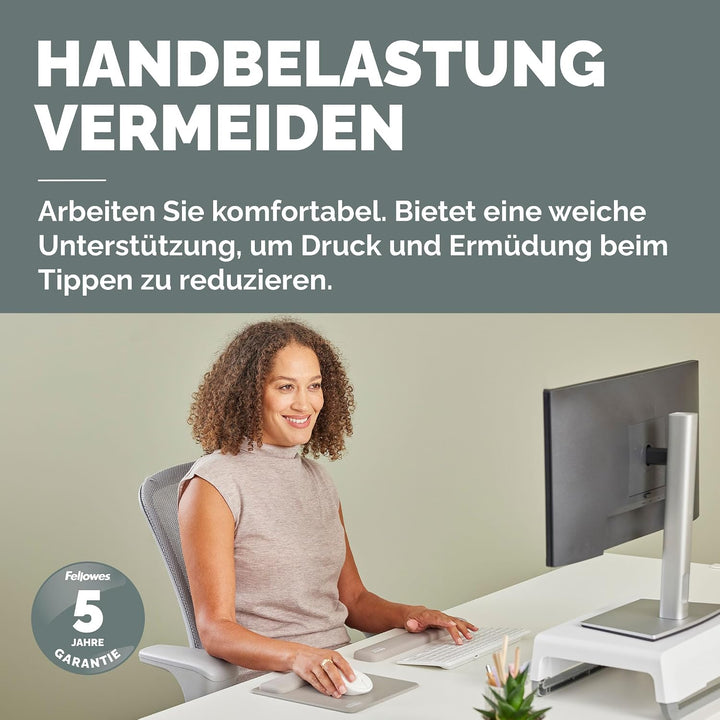 Fellowes Breyta kompakte Tastatur-Handgelenkauflage (TKL), Sand – mit HEX Cushion Silikonpolster für