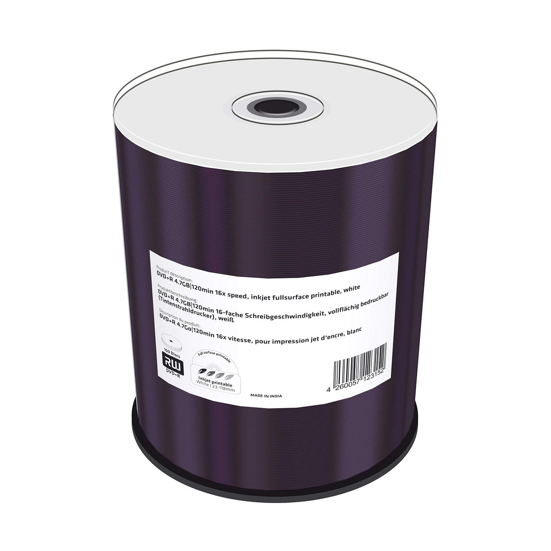 DVD+R 4.7GB|120min 16x Speed, Inkjet fullsurface Printable, Cake 100, Cake 100
