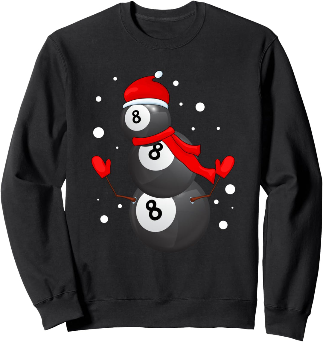 Billardqueue mit 8 Kugeln, Schneemann, Billard-Spieler, Snooker-Queue, Sport Sweatshirt