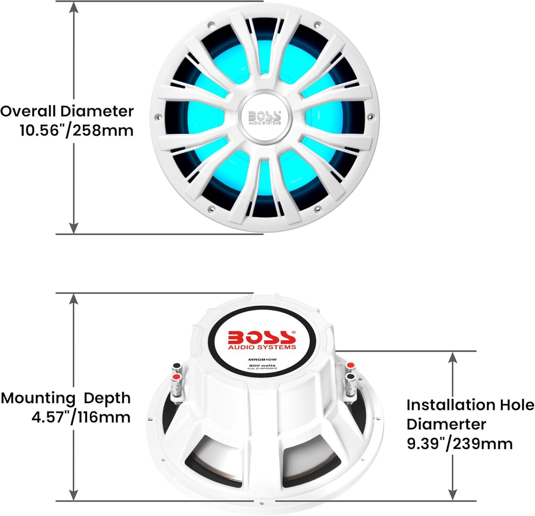 Boss Marine 800w Mrgb10w Speaker One Size