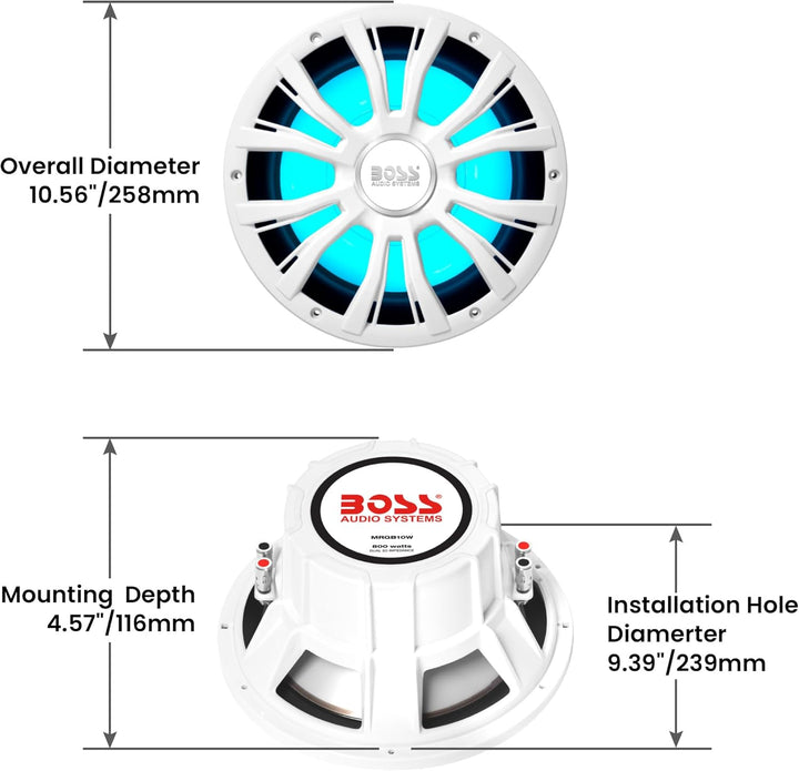 Boss Marine 800w Mrgb10w Speaker One Size
