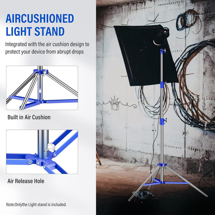 Soonpho Lichtstativ Vollmetall Puffer Druckstativ 9,1 ft/280cm Light Stand Bunt 10kg Tragkraft für O