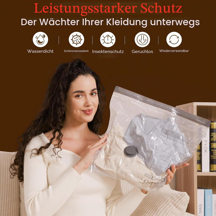 Vakuumbeutel für Kleidung, 15 Stück (5x 40x50cm, 5x 40x60cm, 5x 50x60cm), Wiederverwendbare Vakuumbe