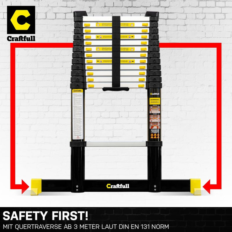 𝐂𝐑𝐀𝐅𝐓𝐅𝐔𝐋𝐋 Aluminium Teleskopleiter CF-101A | 𝟑 𝐉𝐀𝐇𝐑𝐄 𝐆𝐀𝐑𝐀𝐍𝐓𝐈𝐄 - Ausziehleiter - Tragetasche - Alu Le