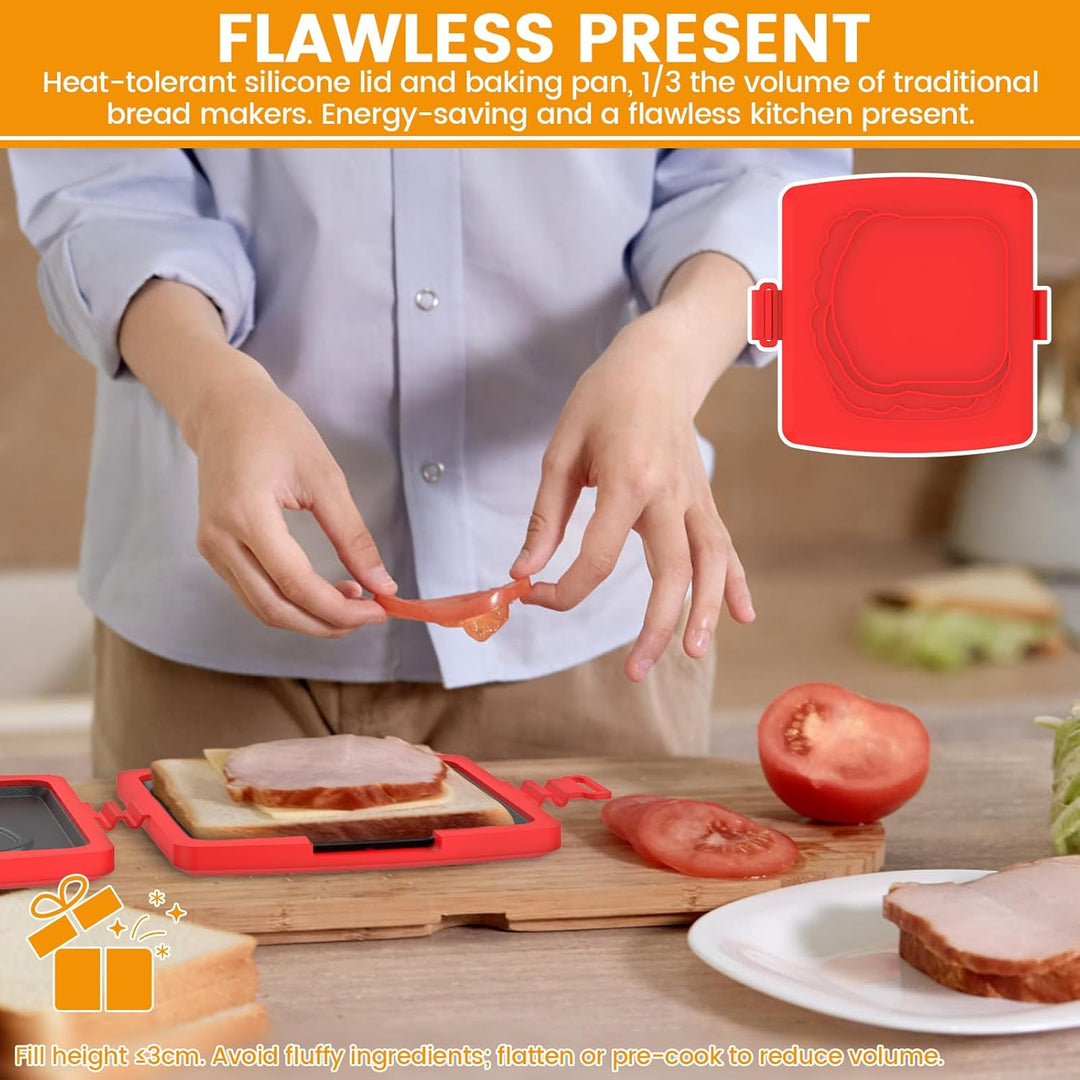 Sandwichmaker Mikrowelle, Breakfast Sandwich Maker Presse 3 Minuten-Grillpfanne, PTFE Antihaftbeschi