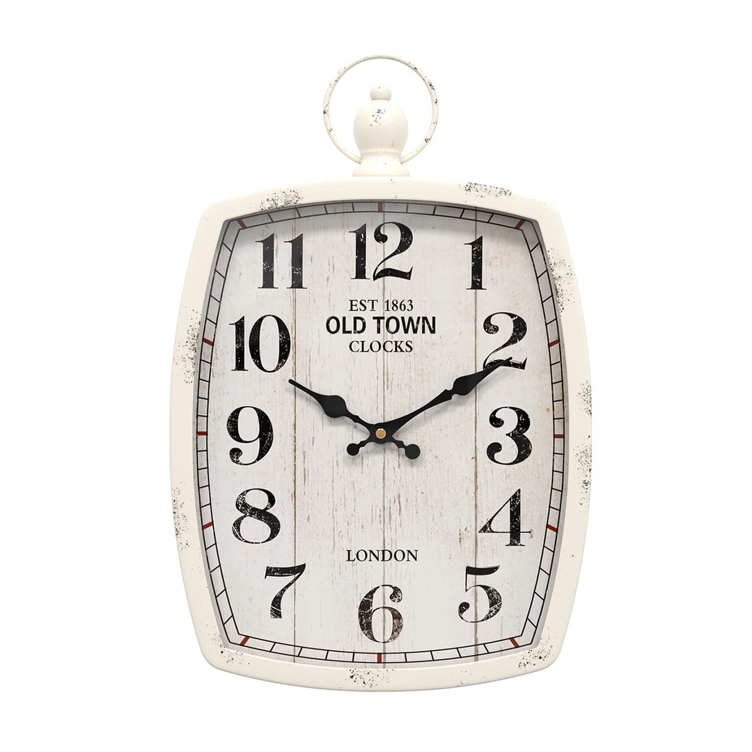 Menterry Rechteck Retro-Wanduhr, altmodisches antikes Design, rustikaler Vintage-Stil, batteriebetri