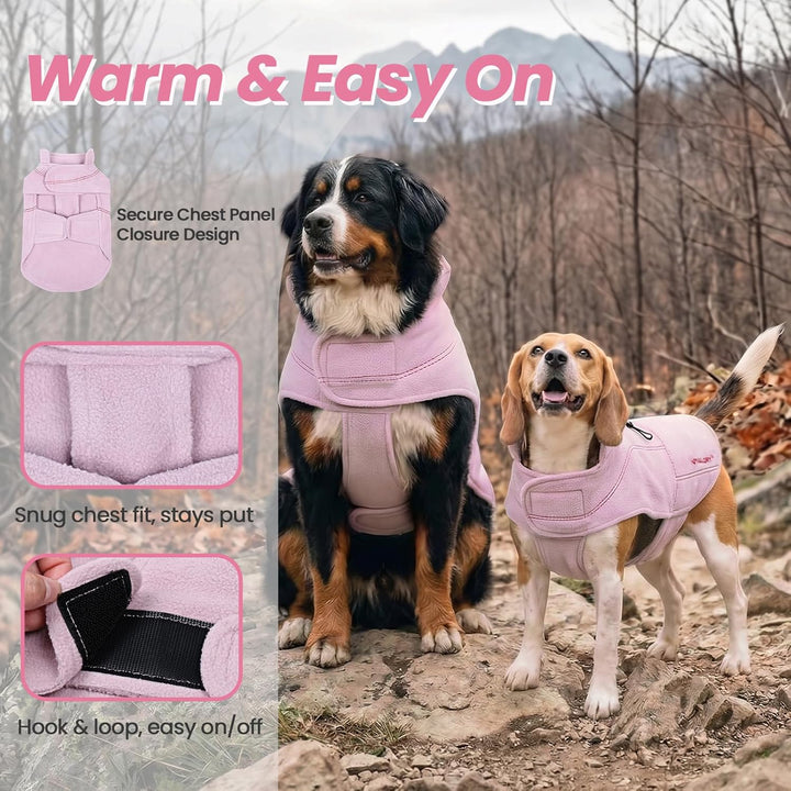 VIVAGLORY Softpad Wintermantel Hund, Hundemantel Fleecemantel Hund, Fleecejacke mit Bauchschutz, Fle