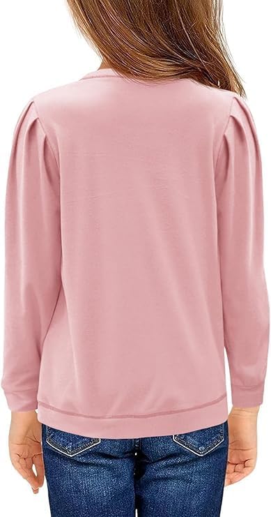 Haloumoning Mädchen Langarm T-Shirt Baumwolle Rundhals Top Leichtgewicht Sport Langarmshirt Basic Ca