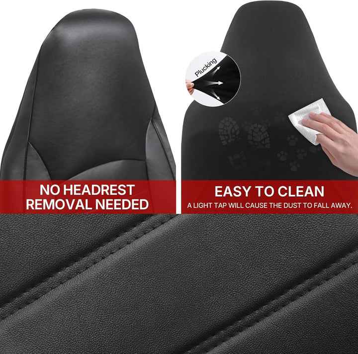 AUTOYOUTH Universal Vordersitzbezüge, wasserdicht, PU-Leder, Schwarz, Airbag-kompatibel, Paar, für S