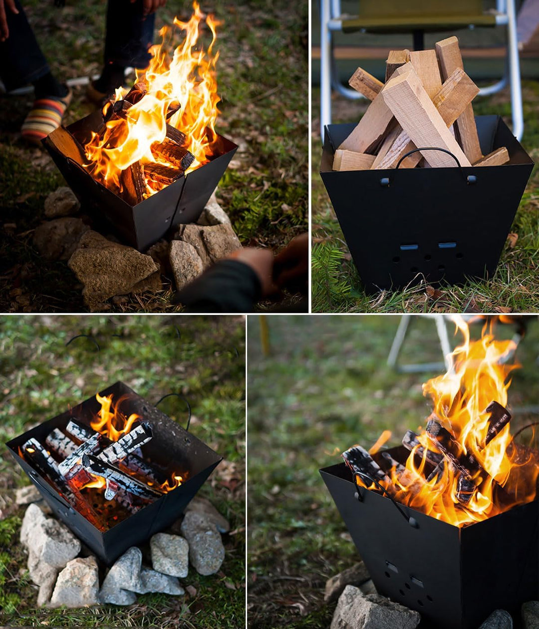 Snowpea - Tragbare Feuerstelle für Camping, Faltbare Feuerstelle, Outdoor-Feuerstelle mit Tragetasch