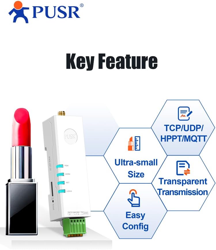 DIN-Schienenmontage Lippenstift Grösse 4G Modem RS485 auf Cellular Modbus Gateway Cat1 1*RS485 MQTT