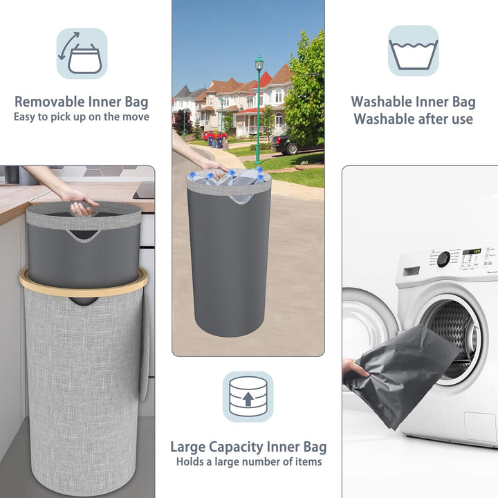 UISEBRT Pfandflaschen-Sammelbox mit Deckel und Tragetasche | Recycling Behälter aus Oxford-Stoff und