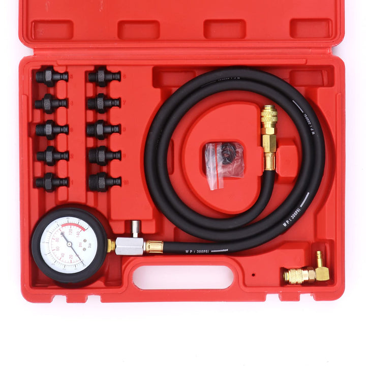 Yuhtech Öldruckmesser Öldrucktester Öldruckprüfer Öl-Messgerät Prüfgerät Set 0-10 Bar