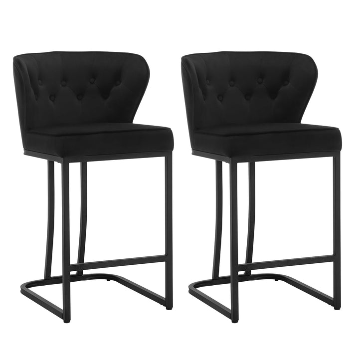 WOLTU Barhocker 2er Set, Barstuhl mit Rückenlehne, Bistrohocker, Schwarz | Tresenhocker, Design-Hock