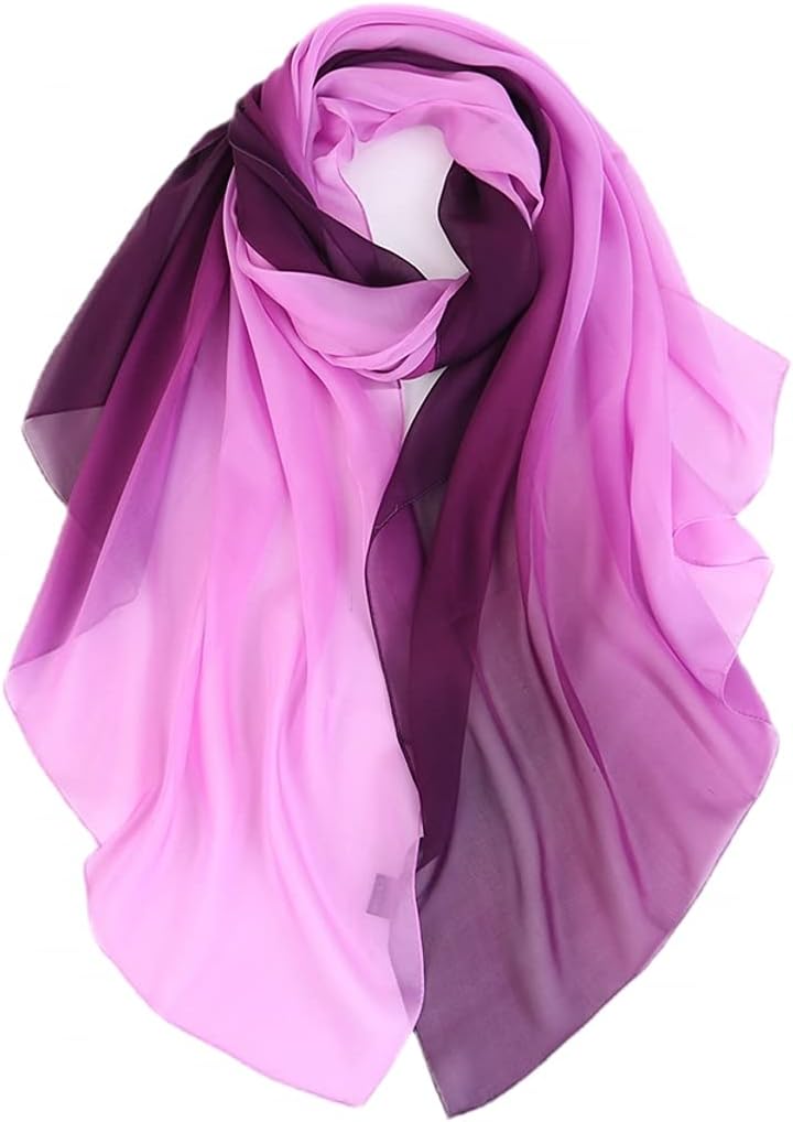 Seide DamenSchal Tie-Dye SeidenStola Farbverlauf Batik 180/110 5 Dunkel Violett, 180/110 5 Dunkel Vi