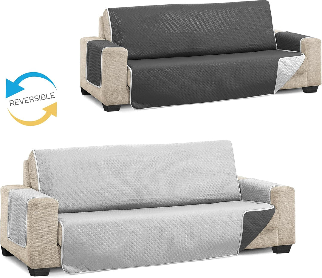 Martina Home Diamond Sofabezug, gesteppt, wendbar, grau-anthrazit, 4-Sitzer Grau/Anthrazit 4 Plätze,