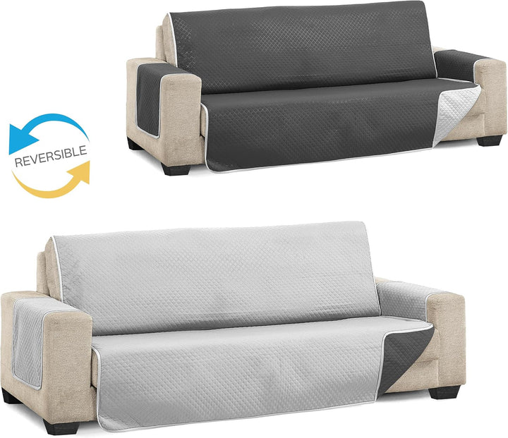 Martina Home Diamond Sofabezug, gesteppt, wendbar, grau-anthrazit, 4-Sitzer Grau/Anthrazit 4 Plätze,