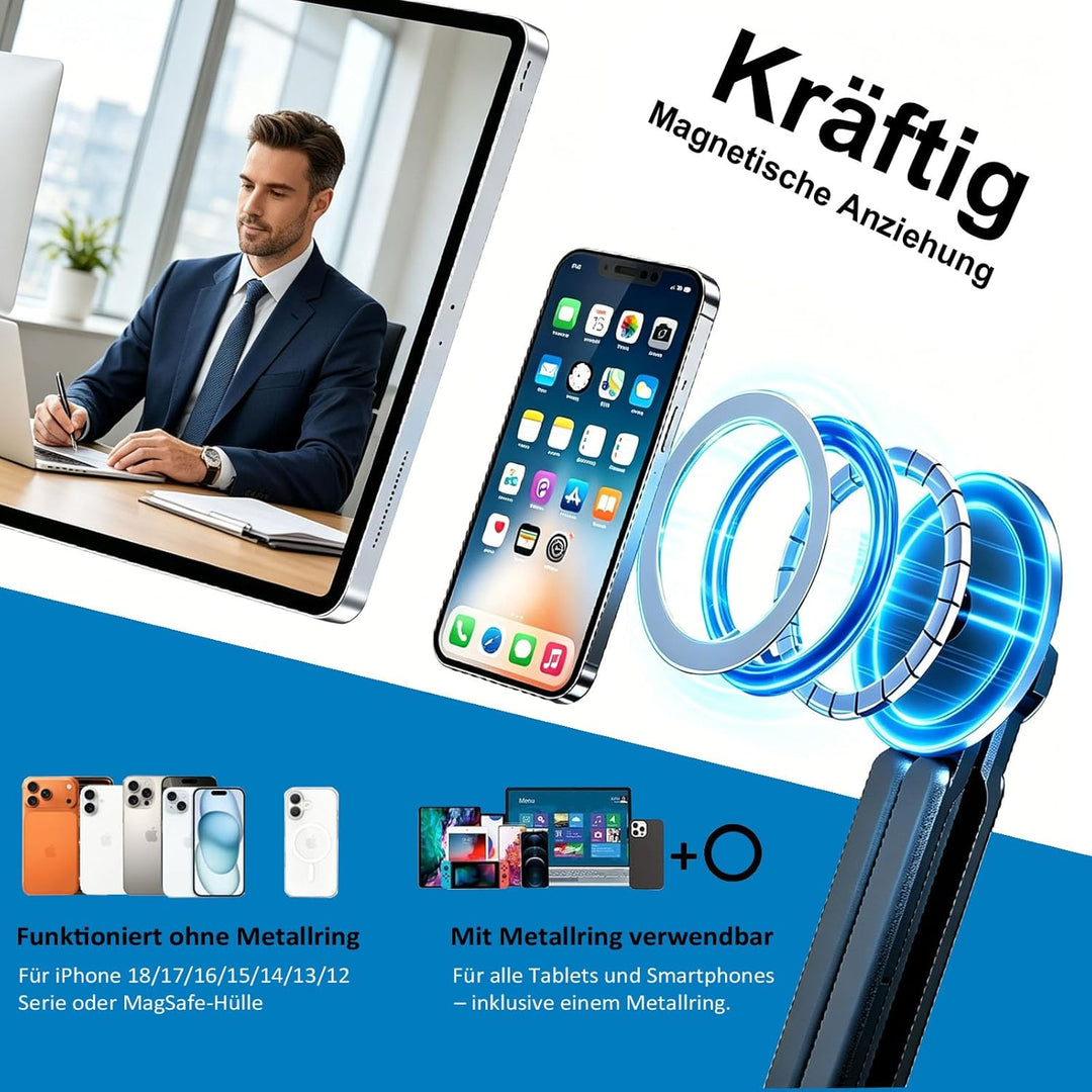 [Magnetischer] 3-in-1Laptopständer Tablet-Ständer Handy-Ständer Verstellbarer Reiseständer aus Alumi