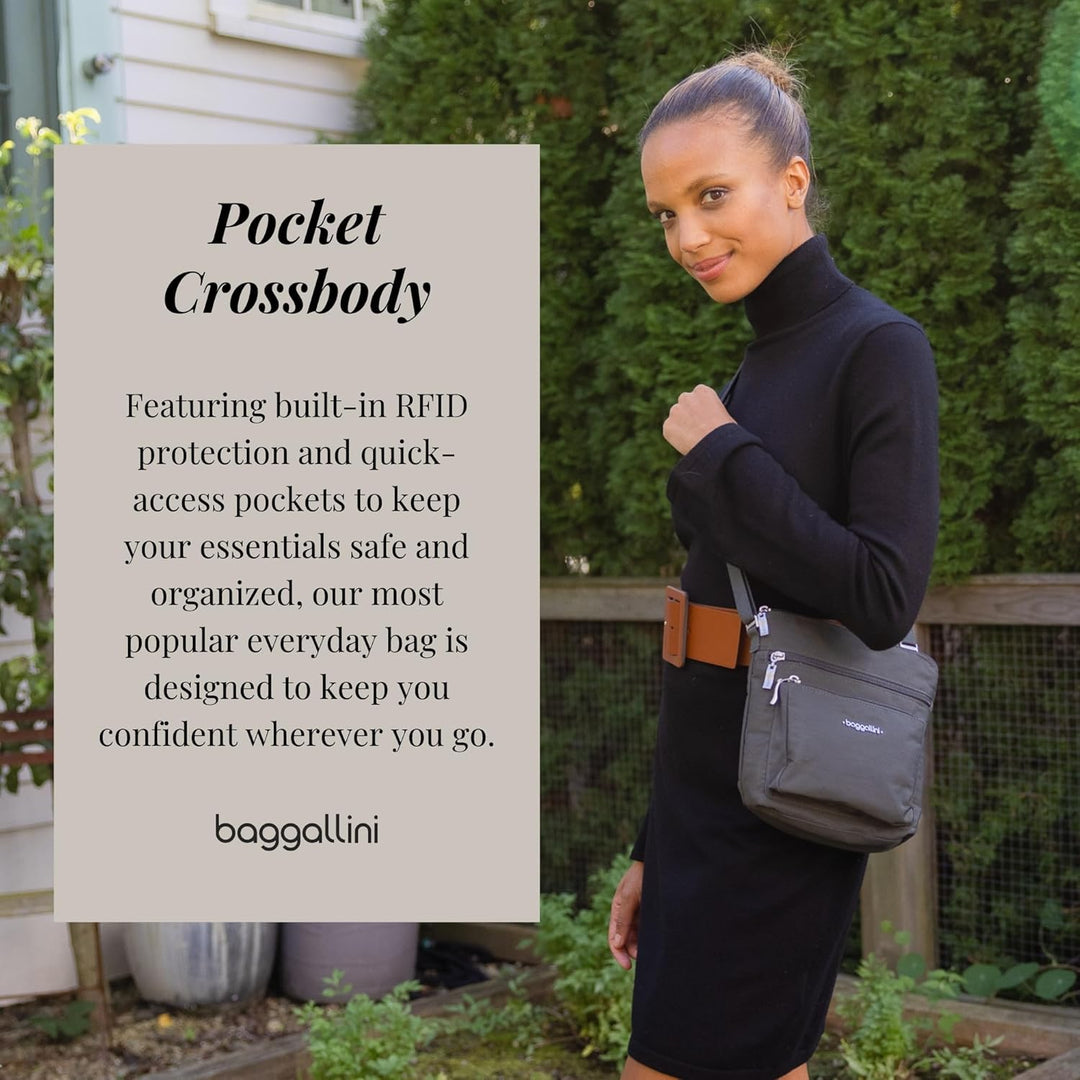 Baggallini Damen Pocket Crossbody Umhängetaschen Dunkelgrau, Dunkelgrau