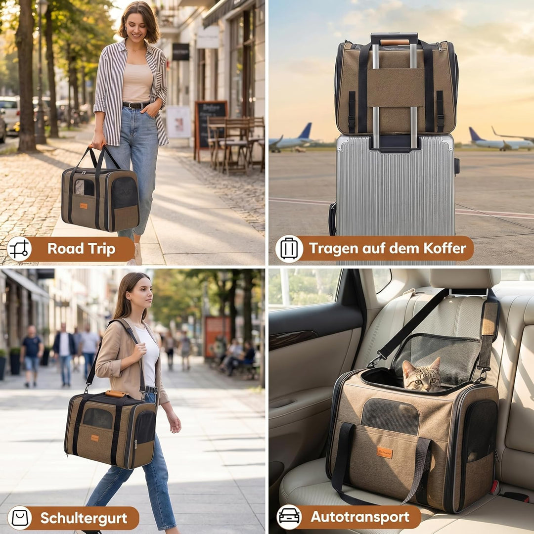 Morpilot Katzentransportbox für grosse Katzen und Welpen Katzenbox Hundetasche mit Sicherheit Reissv