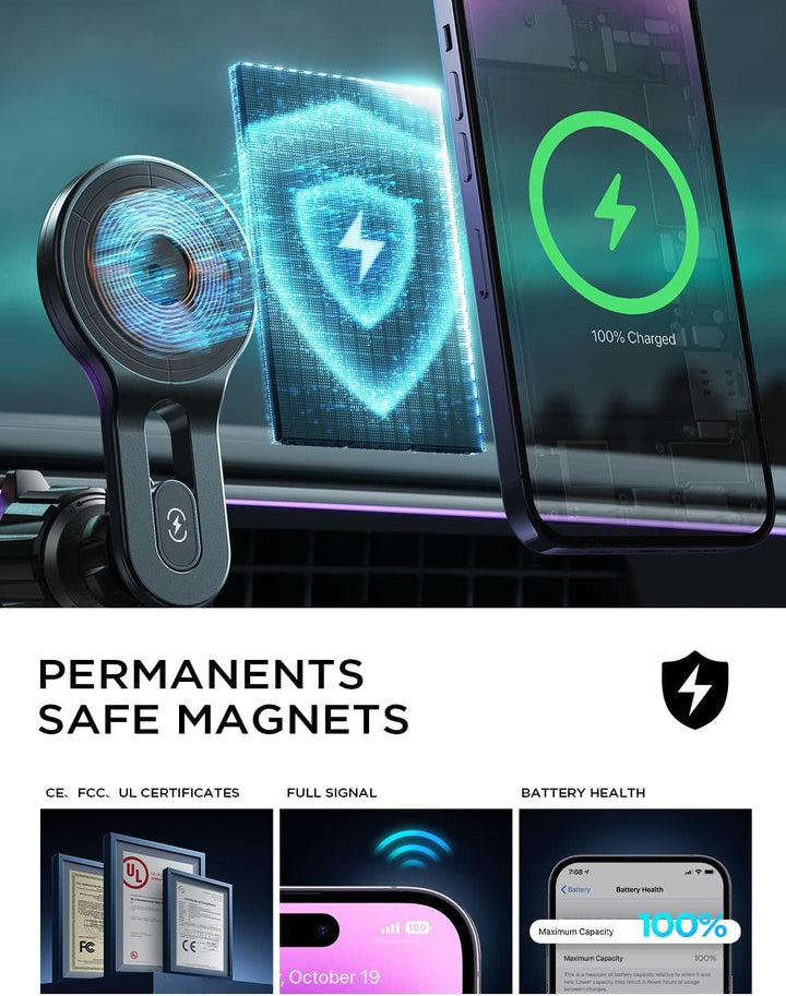LISEN for 15W MagSafe Autohalterung mit Ladefunktion, Magnet Auto Handyhalter mit Ladefunktion, Kfz