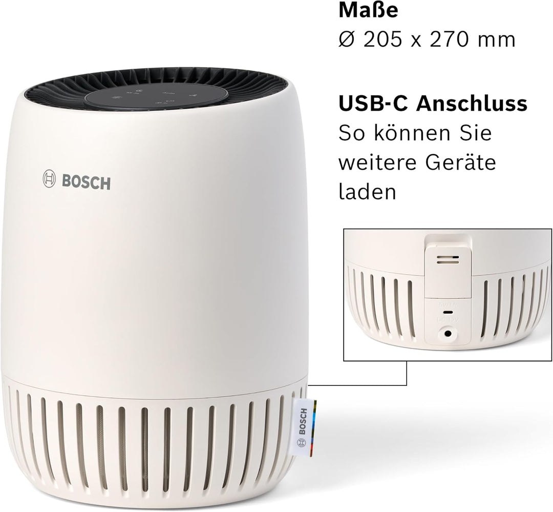 Bosch Air 1000 Luftreiniger - Entfernt Schadstoffe, Mit Luftfilter und Ruhemodus (< 25 dB(A)) - Für