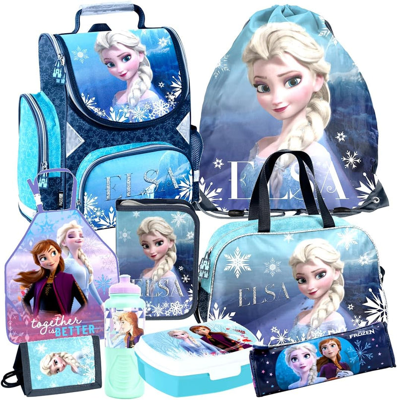 Frozen Eiskönigin ELSA 9 Teile Set Schulranzen Ranzen Federmappe Tasche Tornister Sporttasche mit St