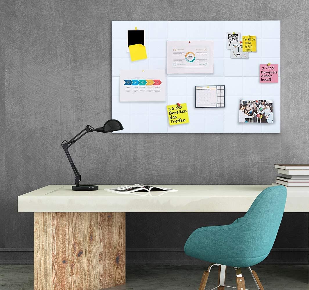 Uoisaiko Grosse Filz Pinnwand Selbstklebend mit 30 Pinnnadeln, 6 Stück 30x30cm Filzboard Memotafeln