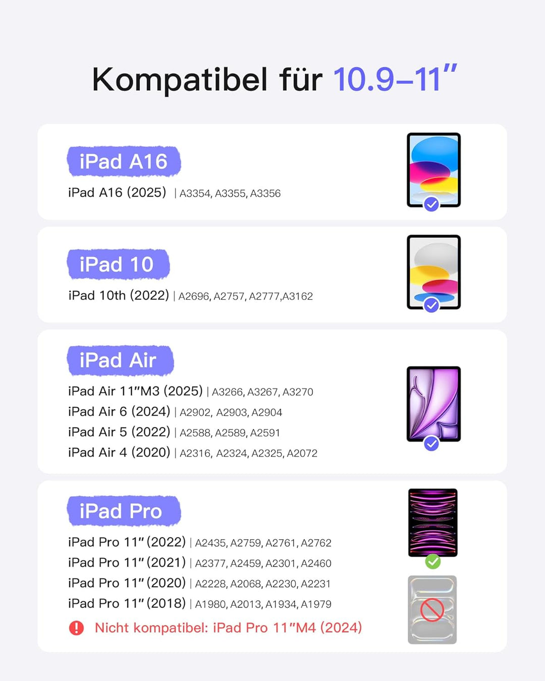 Inateck Ultraleichte Hülle mit Tastatur für iPad 10 Generation,iPad Air 6 11 Zoll 2024,iPad Air 5/4