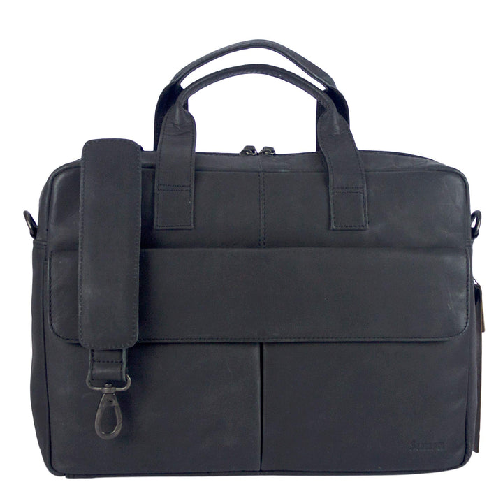 Sunsa Herren Leder Laptop Tasche, 14 Zoll Business Aktentasche. Schwarze grosse Handtasche Notebookt