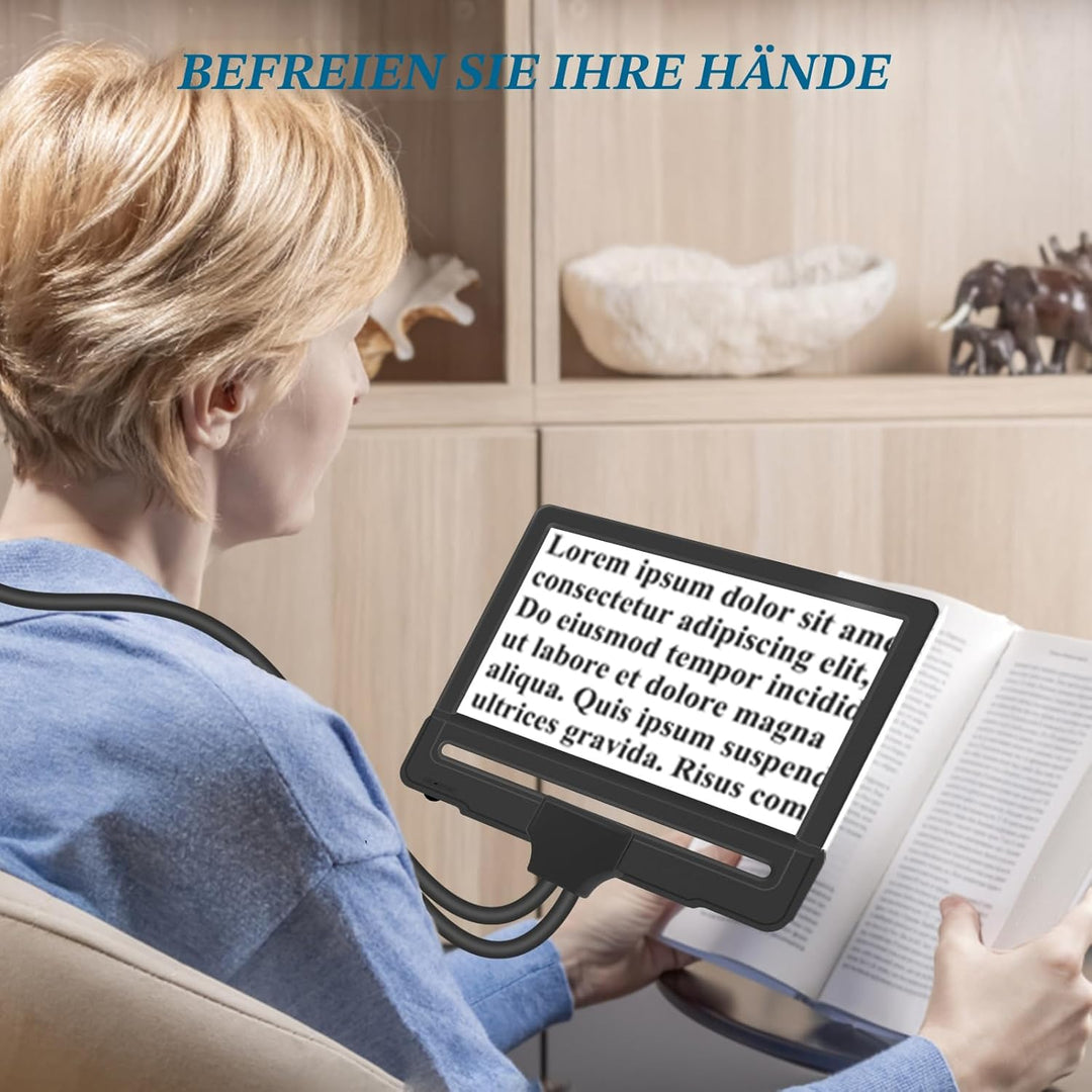 NZQXJXZ 5X Hands Free Lupe mit Licht hängenden Hals, 43 LED Flexible Schwanenhals Full Page Vergröss