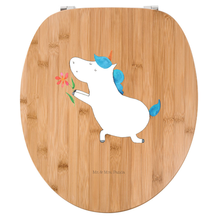 Mr. & Mrs. Panda Motiv WC Sitz Einhorn Blume - Geschenk, Pegasus, Pärchen, Unicorn, Toilettendeckel,