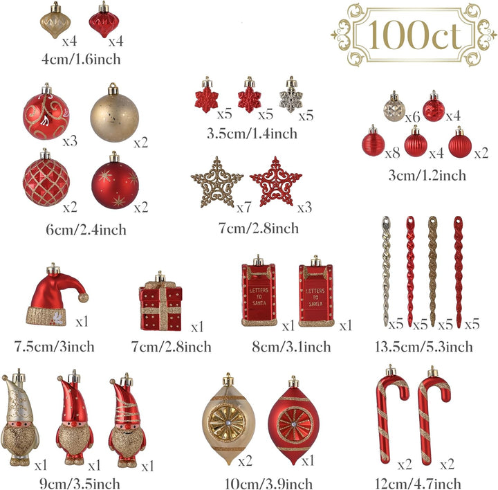Valery Madelyn Weihnachtskugeln,100 stück Christbaumkugeln Weihnachtskugel mit Geschenkpaket, Weihna
