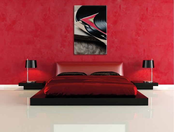 Mixtape Schallplatte DJ, Format: 100x70 auf Leinwand, XXL riesige Bilder fertig gerahmt mit Keilrahm