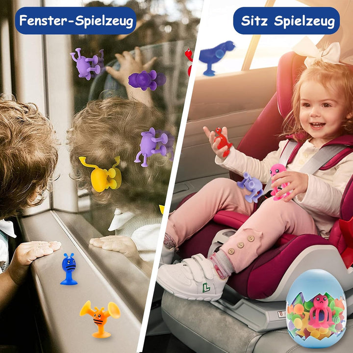 Saugnapf Spielzeug ab 3 Jahre, 40 Stück Silikonbausteine Saugspielzeug, Badespielzeug ab 4 5 6 Jahre