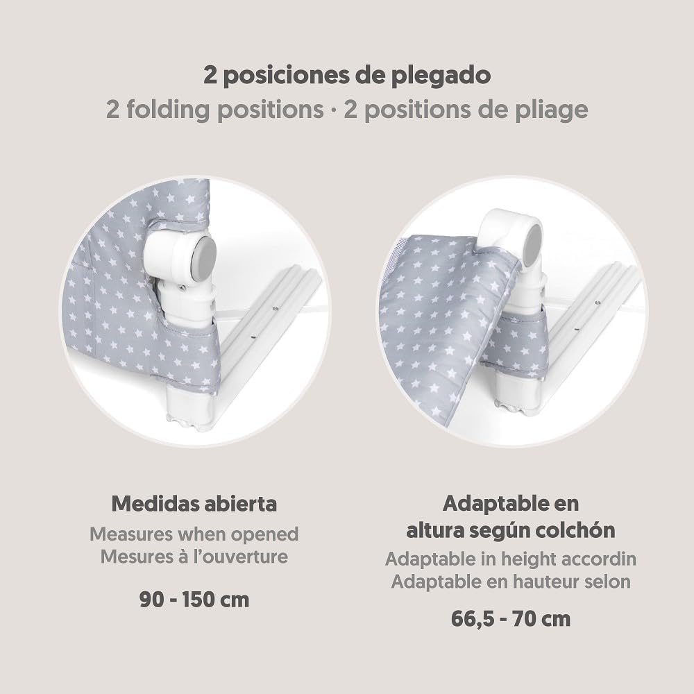 Interbaby BR006 Bettgitter 1.50 für Babys und Kinder - Sternmodel, grau, 3 kg, Sternmodel 150 cm