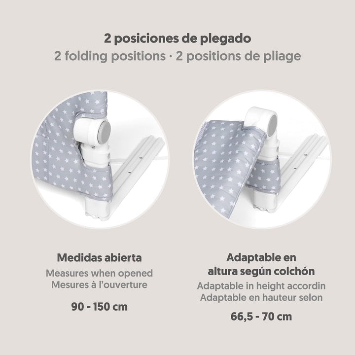 Interbaby BR006 Bettgitter 1.50 für Babys und Kinder - Sternmodel, grau, 3 kg, Sternmodel 150 cm