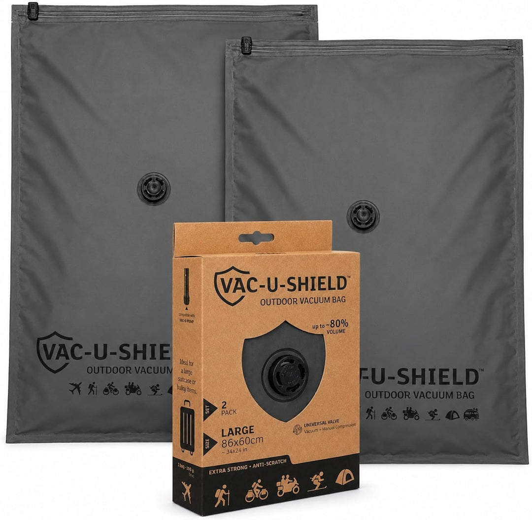 Vac-U-Shield 6 Vakuumbeutel + Vac-U-Pump, 3 Grössen S M L, Outdoor-Set | 6 Outdoor-Beutel (S M L) +
