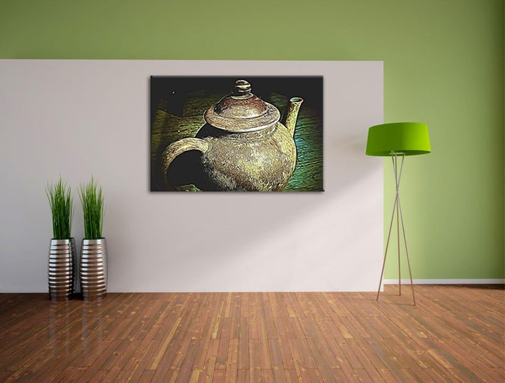 stilvolle alte Teekanne aus Keramik Deluxe Format: 100x70 cm auf Leinwand, XXL riesige Bilder fertig