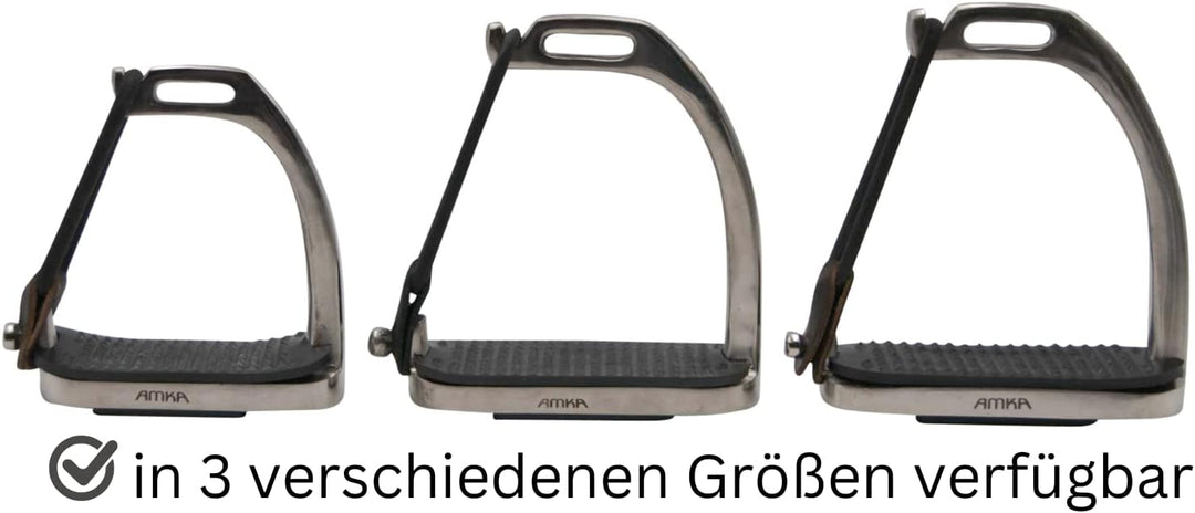 AMKA Sicherheitssteigbügel Edelstahl mit Gelenk Flexible Bügel 10 cm 12 cm 13 cm Trittfläche, 13