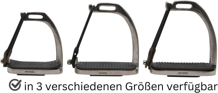 AMKA Sicherheitssteigbügel Edelstahl mit Gelenk Flexible Bügel 10 cm 12 cm 13 cm Trittfläche, 13