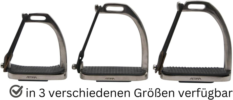 AMKA Sicherheitssteigbügel Edelstahl mit Gelenk Flexible Bügel 10 cm 12 cm 13 cm Trittfläche, 12