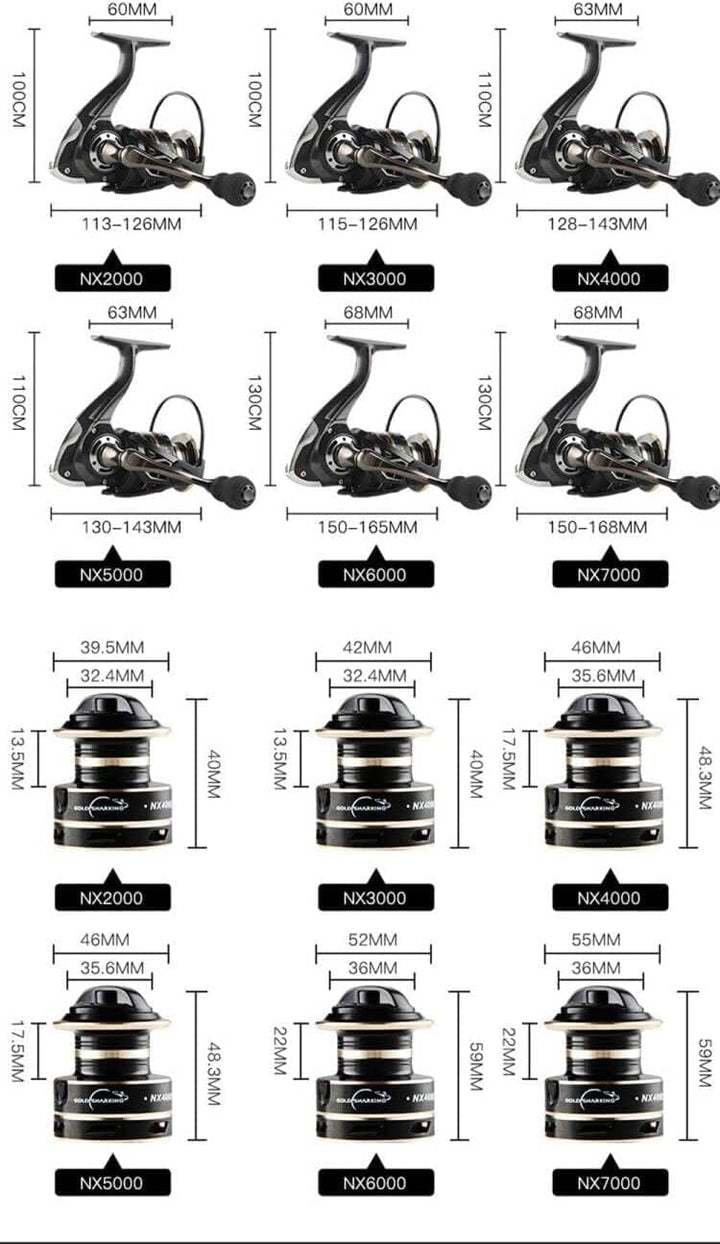 Boat Rock Spinning Angelrolle 12BB/14BB 5.2: 1/4.7:1 Karpfen-Angelrolle aus Metall 1000 2000 3000 40