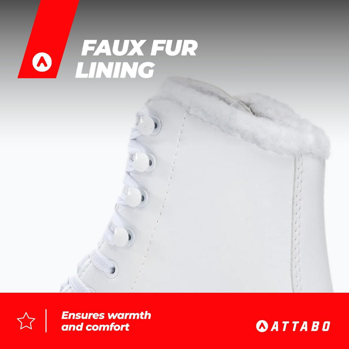 ATTABO Eiskunstlauf Schlittschuhe Kinder | Kufe aus Edelstahl, Klassische Schnürung, Verstärkte Hake