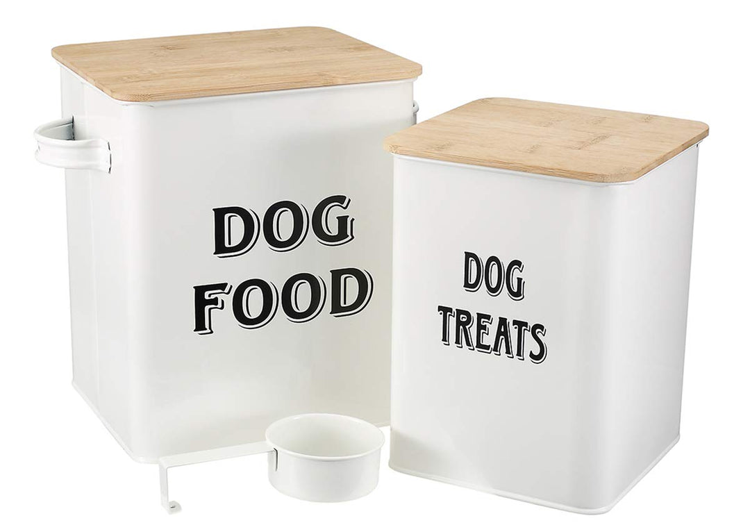 Pethiy - Hundefutter und Hundeleckerlis Behälter,Futtertonne mit Schaufel,Eng anliegende Holzdeckel,