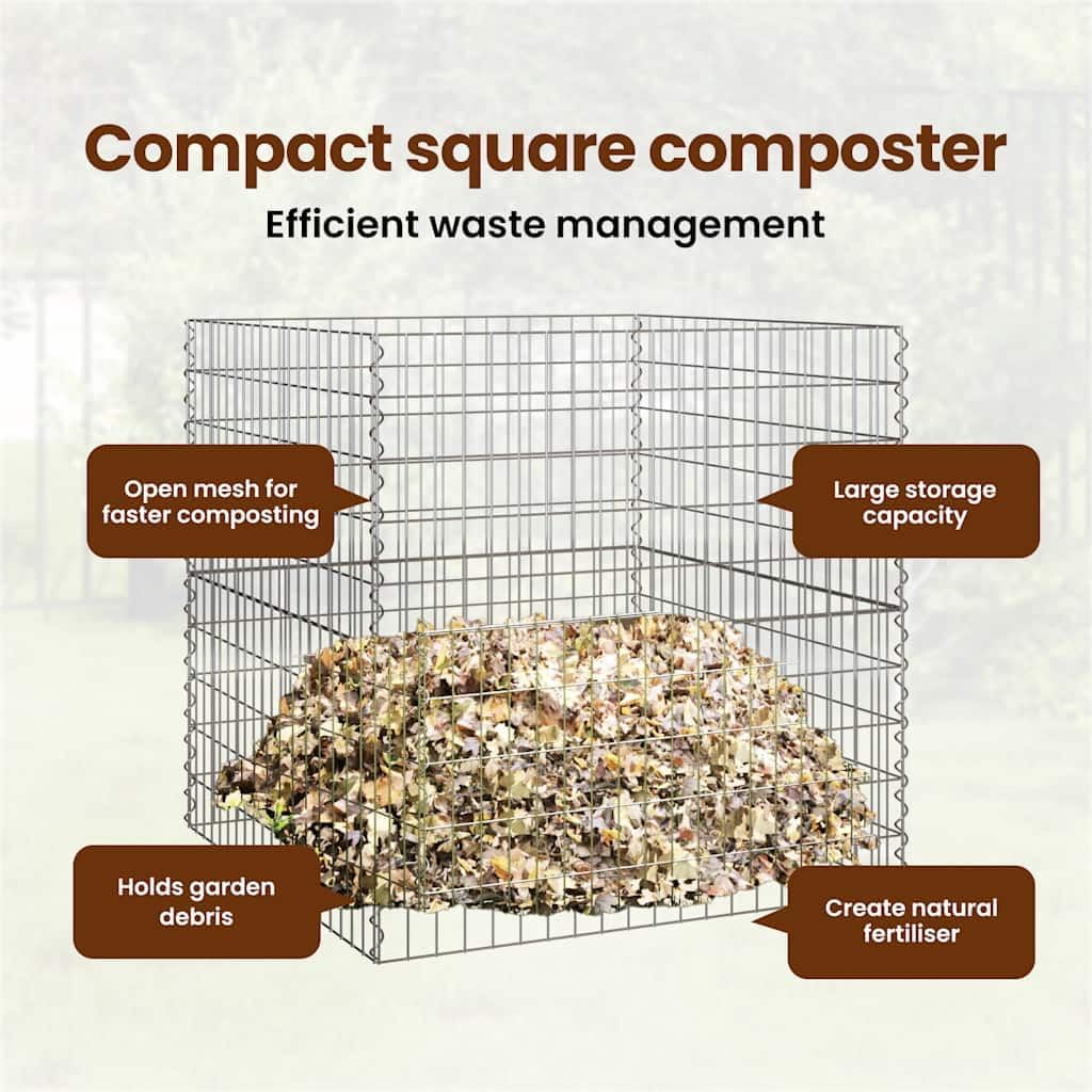 vidaXL Quadratischer Komposter 100 x 100 x 50 cm Eisen, Gartenkomposter, effizient, platzsparend, ur