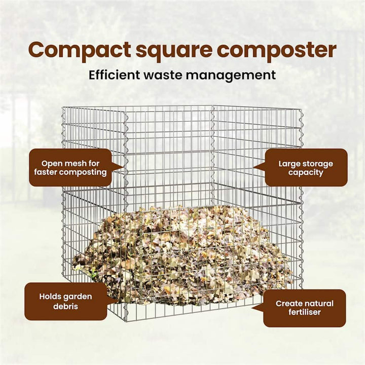 vidaXL Quadratischer Komposter 100 x 100 x 50 cm Eisen, Gartenkomposter, effizient, platzsparend, ur